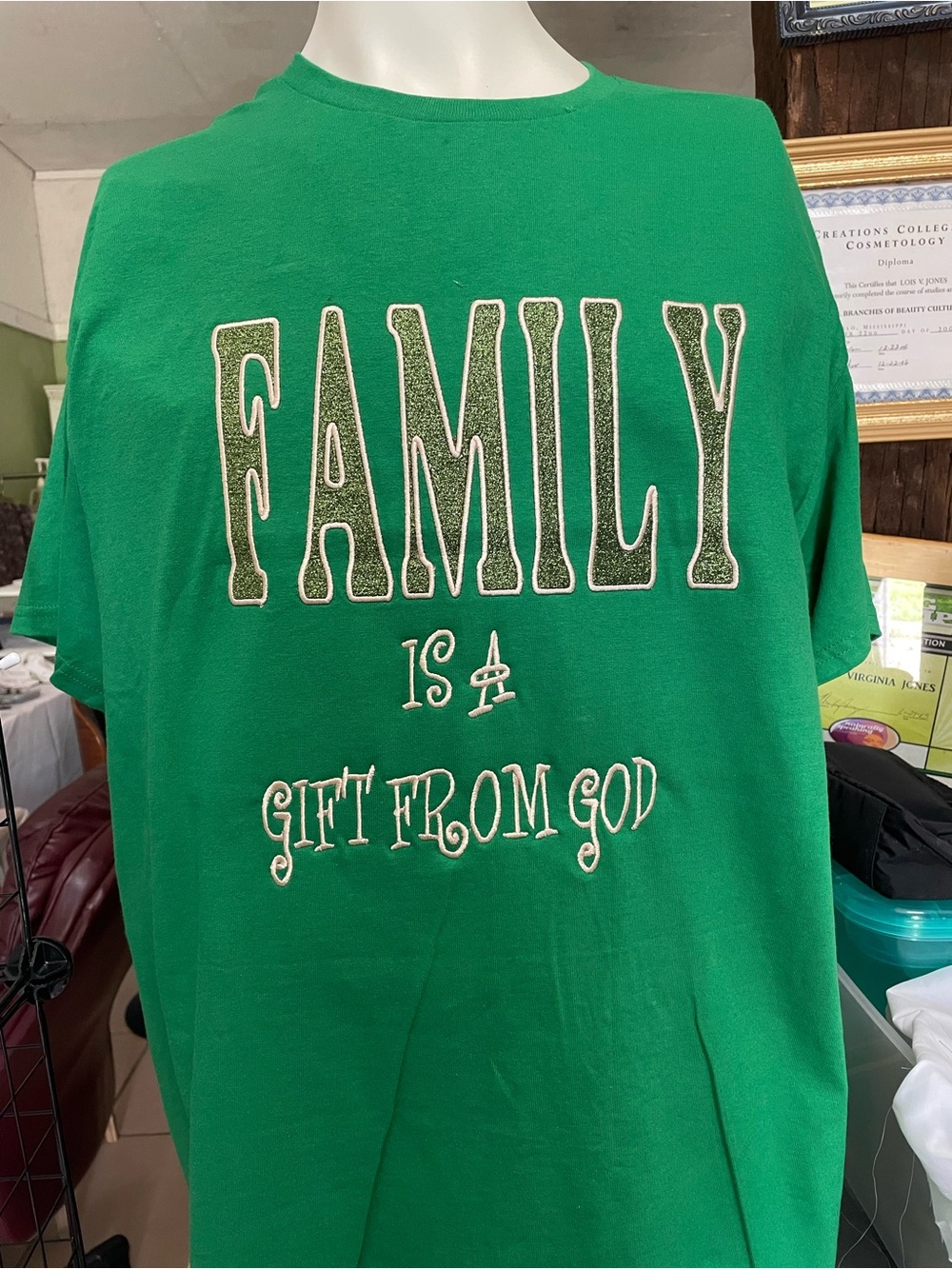 Gildan Green "Family Is A Gift From God" Short Sleeve Tee